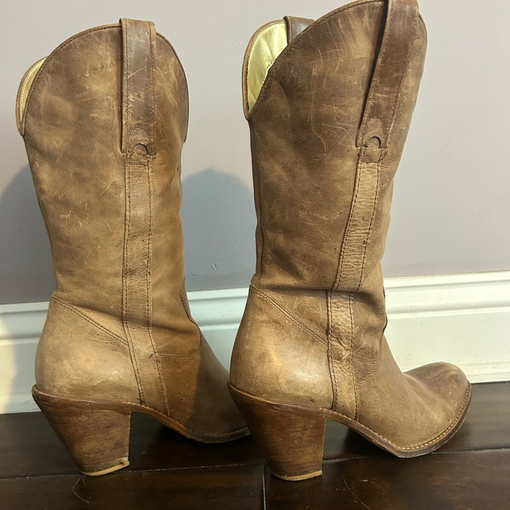 Jessica Simpson brown tan  Leather Cowboy Boots - Picture 4 of 9
